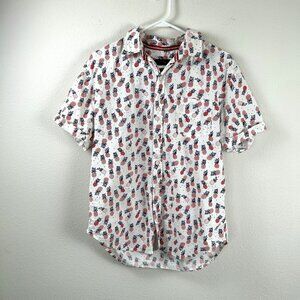 One Resolution Clothing Shirt Mens M Button Up Short Sleeve Patriotic Pineapples